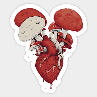 Mushroom Love Anatomical Heart with Fungi Sticker